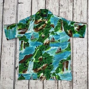 Hawaiian Shirt Men's Vintage Floral Tropical Short Sleeve Button Down Van Cort